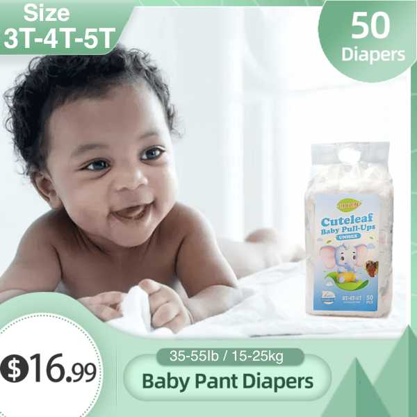 Size-3T-4T-5T 50ct Baby Pant Diapers(35-55lbs,15-25kg) - Discount Diaper  World